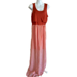 Naranka Womens Maxi Dress Size Medium Orange Striped Funky Summer Sleeveless